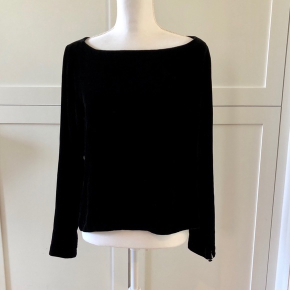 J. Crew Tops - J. Crew Black Velvet Boat Neck Top, sz 8
